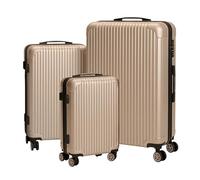 Relaxdays 3-Piece Luggage Set with Hard Shell, 4 Swivel Wheels, Telescopic Handle, Combination Lock, Champagne (75x48x29