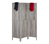 Relaxdays 3-Piece Screen H x W 179 x 132 cm Wood Effect Folding Room Divider Opaque Divider Wood & MDF Grey