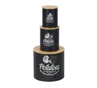 Relaxdays 3-piece storage set with bamboo lids