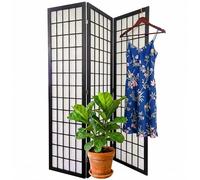 Relaxdays 3 Section Folding Screen H x W 170 x 120 cm Wood & Fabric Living Room Divider Interior Black/White