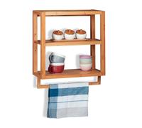 Relaxdays 3-Tier Bamboo Wall Shelf