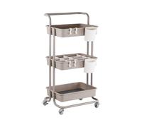 Relaxdays 3-Tier Trolley for Kitchen, Bathroom, Office, Craft, 86x43x36 cm, Beige
