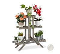 Relaxdays 3-Tier Wooden Flower Rack