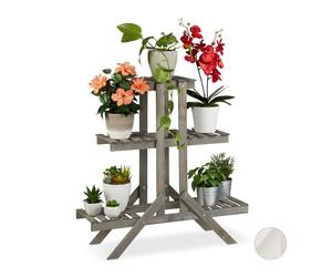 Relaxdays 3-Tier Wooden Flower Rack