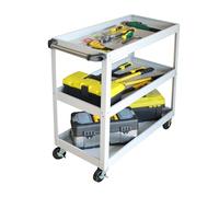 Relaxdays 3-Tier Workshop Trolley, Mobile Tool Cart, 100kg Capacity, Grey, 78x35x76 cm
