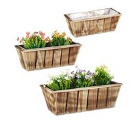 Relaxdays 3 Wooden Planters