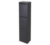 Relaxdays 3 x 18 L 3-compartment bin with hinged lid, anthracite | wall-mountable, iron, HxWxD: 25x32x132 cm