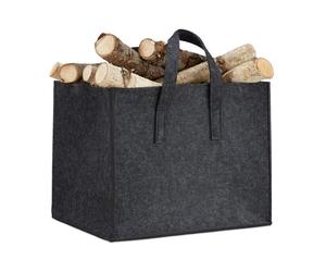 Relaxdays 3 x anthracite felt log basket
