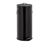 Relaxdays 30 L “Retro” Pedal Bin,Includes Inside Bucket with Handle, Stainless Steel Hands-Free Trashcan, Black, Medium