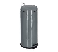 Relaxdays 30L Pedal Bin, Bin Liner with Handle, Kitchen Waste Bin, Trash Can, Stainless Steel, Grey