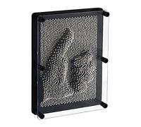 Relaxdays 3D Pin Art Impression Toy, Steel Pin Game, 13 x 18 cm, Black
