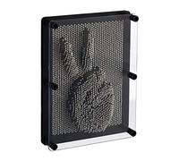 Relaxdays 3D Pin Art Toy, Board for 3D Impressions, H x W 20 X 15 cm, Retro Game, Nail Bed, Black & Silver