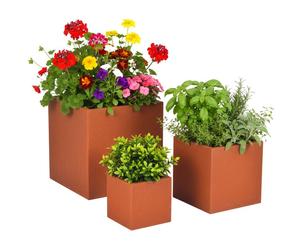 Relaxdays 3pc planter set, rust-look