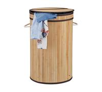 Relaxdays 3x Bamboo Laundry Baskets with Lids
