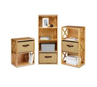 Relaxdays 3x bamboo shelf with basket