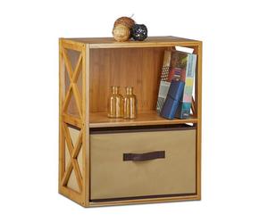 Relaxdays 3x bamboo shelf with basket