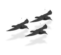 Relaxdays Bird Deterrent, Flying Crow, 3X Set, Hang Up in Garden, Plastic Decoy, Balcony, Pigeon Repellent, Black, 8 x 56.5 x 39 cm
