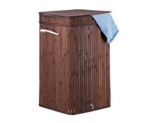 Relaxdays 3x Brown Foldable Bamboo Laundry Basket