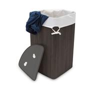 Relaxdays 3x Corner Laundry Baskets Bamboo Black