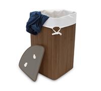 Relaxdays 3x Corner Laundry Baskets Bamboo Brown