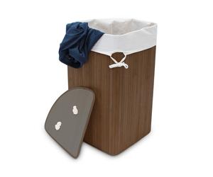 Relaxdays 3x Corner Laundry Baskets Bamboo Brown