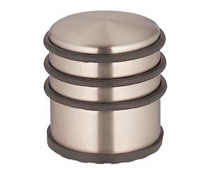 Relaxdays 3x Doorstop, Stainless Steel, HxØ: 7.5 x 7 cm, Flat & Heavy, Non-slip, Door Slam Buffer, Rubber Ring, Bronze