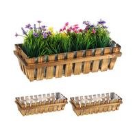 Relaxdays 3x Flower Boxes in Wooden Fence Look