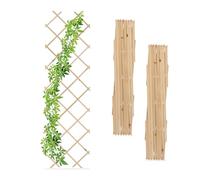 Relaxdays 3x Garden Trellis, Support for Climbing Plants, Balcony & Terrace, Extendable, Wooden Wall Frame, Natural, Wood, 180 x 60 x 1.5 cm
