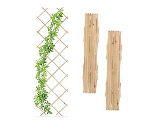 Relaxdays 3x Garden Trellis, Support for Climbing Plants, Balcony & Terrace, Extendable, Wooden Wall Frame, Natural
