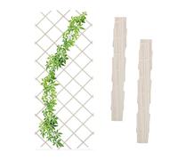 Relaxdays 3x Garden Trellis, Support for Climbing Plants, for Balcony & Terrace, Extendable, Wooden Wall Frame, White, Wood, 70 x 230 x 1.5 cm