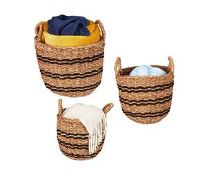Relaxdays 3x Seagrass Storage Basket