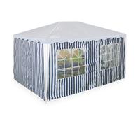Relaxdays 3x Set Gazebo Side Panels Blue Stripe