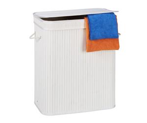 Relaxdays 3x Square Bamboo Laundry Basket in White