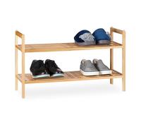 Relaxdays 3x Stackable Walnut Shoe Racks