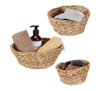 Relaxdays 3x Water Hyacinth Storage Baskets