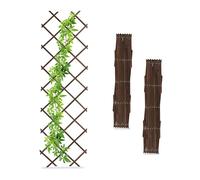 Relaxdays 3x Wooden Extendable Trellis, Brown