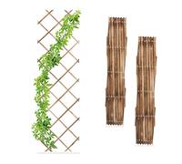 Relaxdays 3x Wooden Extendable Trellis, Flamed