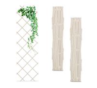 Relaxdays 3x Garden Trellis, Climbing Plants Support, Balcony & Terrace, Extendable, Wooden Wall Frame, 180x60cm, White, Wood, 180 x 60 x 1.5 cm