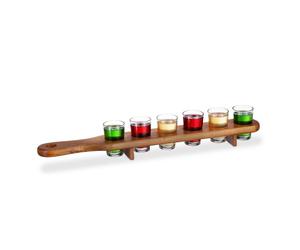 Relaxdays 3x Wooden Shot Board with 18 Glasses