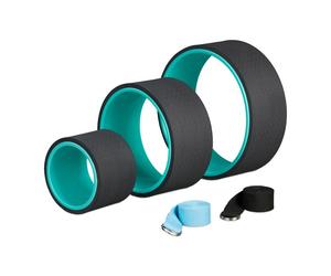 Relaxdays 3x Yoga Wheel with 2 Straps