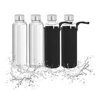 Relaxdays 4, 70% glass 20% stainless steel 10% rubber, Transparent/Black, 23.5 x 6.5 x 6.5 cm