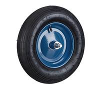 Relaxdays 4.80 4.00-8 Wheelbarrow Tyre, Pneumatic Spare Wheel, 2 PR, Steel Rim and Axle, up to 120 kg, Black/Blue, Rubber, 4.8 4-8