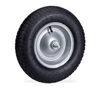Relaxdays 4 Black Wheelbarrow Wheels 4.80/4.00-8, Ball Bearings, 2.4 bar | 4 pneumatic spare wheels including axle, steel rim, complete wheel up to 120 kg