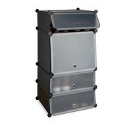 Relaxdays 4-Compartment Plastic Shoe Cabinet