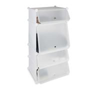Relaxdays 4-Compartment Plastic Shoe Cabinet