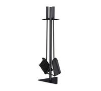 Relaxdays 4-Piece Fireplace Companion Tool Set Shovel, Brush, Poker & Holder, Modern Design, Black