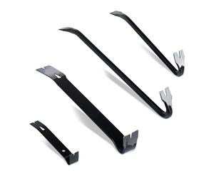Relaxdays 4-Piece Pry Bar Set with Crowbars & Nail Pullers, Steel, Black, 45 x 2 x 2.5 cm