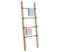 Relaxdays Towel Ladder, 4 rungs, HxW: 160 x 55.5 cm, pine & metal, natural/black