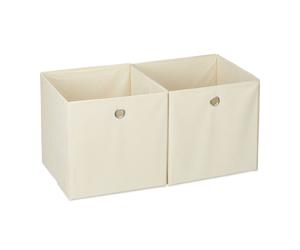 Relaxdays 4 x beige fabric storage bins