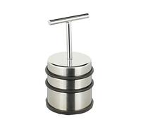 Relaxdays 4 x Door Stops with Handle for Door & Window Tall Round Indoor Rubber Stainless Steel Floor Buffer Diameter 7 cm Silver
